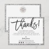BUSINESS DANK U moderne chique zilveren glitter Bedankkaart (Voorkant / Achterkant)