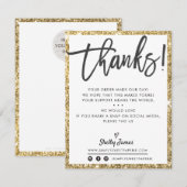 BUSINESS DANK U moderne chique zwart goud glitter Bedankkaart (Voorkant / Achterkant)