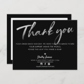BUSINESS DANK U moderne chique zwarte witte inkt Bedankkaart (Voorkant / Achterkant)