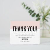 BUSINESS DANK U moderne gewaagde blush roze LOGO Bedankkaart (Staand voorkant)