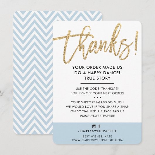 BUSINESS DANK U moderne gouden glitter eendenei Bedankkaart (Voorkant / Achterkant)