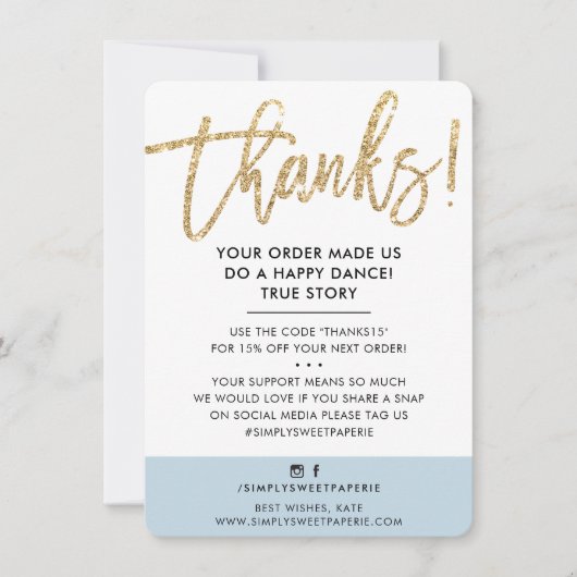 BUSINESS DANK U moderne gouden glitter eendenei Bedankkaart (Voorkant)