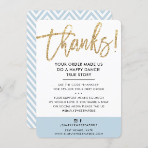 BUSINESS DANK U moderne gouden glitter eendenei Bedankkaart