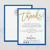 BUSINESS DANK U moderne gouden glitter ROYAL BLUE Bedankkaart (Voorkant / Achterkant)