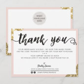 BUSINESS DANK U moderne hoek script blush goud Bedankkaart (Voorkant / Achterkant)