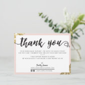 BUSINESS DANK U moderne hoek script blush goud Bedankkaart (Staand voorkant)