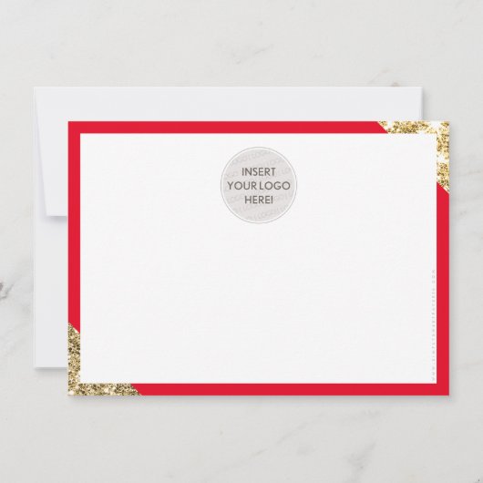 BUSINESS DANK U moderne hoek script rood goud Bedankkaart (Achterkant)