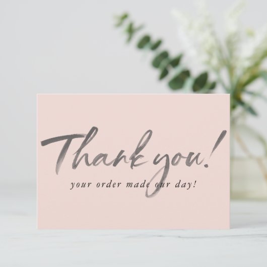BUSINESS DANK U moderne inkt order insert roze Bedankkaart (Staand voorkant)