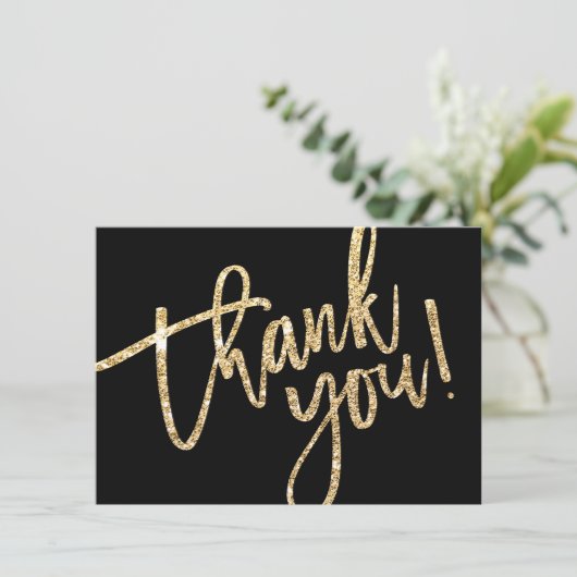BUSINESS DANK U moderne insert zwart goud logo Bedankkaart (Staand voorkant)