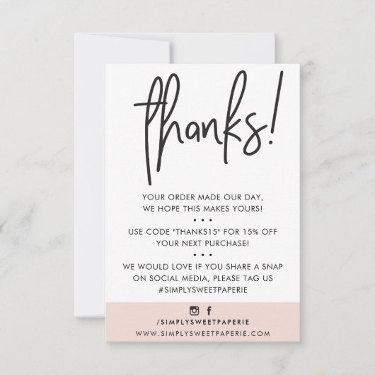 BUSINESS DANK U moderne klant blush roze ikat Bedankkaart (Voorkant)