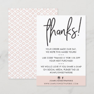 BUSINESS DANK U moderne klant blush roze ikat Bedankkaart