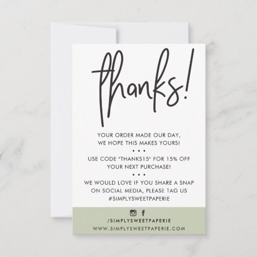 BUSINESS DANK U moderne klant gebruik groene ikat Bedankkaart (Voorkant)