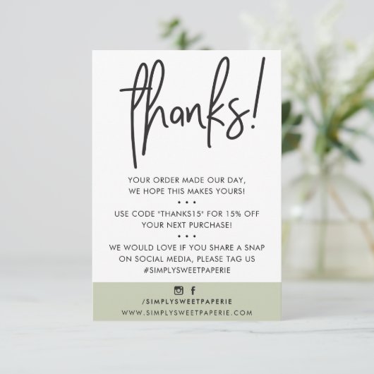 BUSINESS DANK U moderne klant gebruik groene ikat Bedankkaart (Staand voorkant)