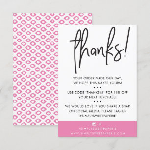 BUSINESS DANK U moderne klant snoep roze ikat Bedankkaart