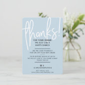 BUSINESS DANK U moderne lettered baby blauw wit Bedankkaart (Staand voorkant)