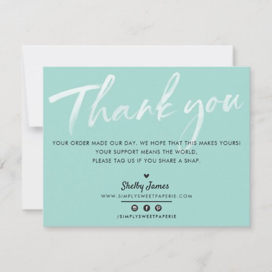 BUSINESS DANK U moderne mint groene witte inkt Bedankkaart (Voorkant)