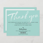 BUSINESS DANK U moderne mint groene witte inkt Bedankkaart (Voorkant / Achterkant)