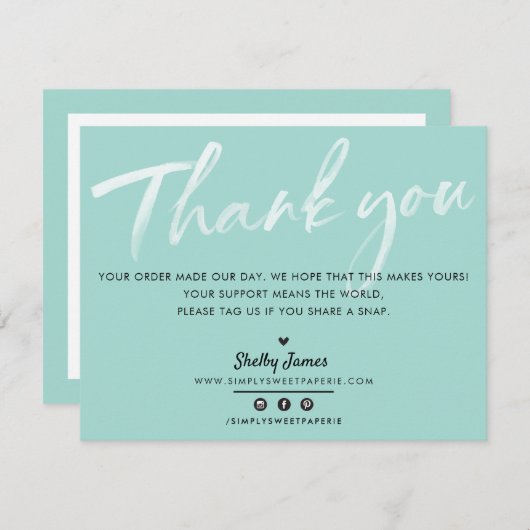 BUSINESS DANK U moderne mint groene witte inkt Bedankkaart (Voorkant / Achterkant)