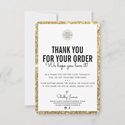 BUSINESS DANK U moderne order insert glitter Bedankkaart (Voorkant)