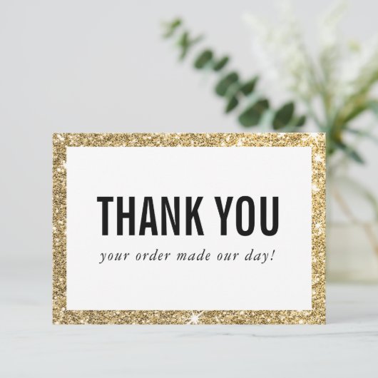 BUSINESS DANK U moderne order insert glitter Bedankkaart (Staand voorkant)