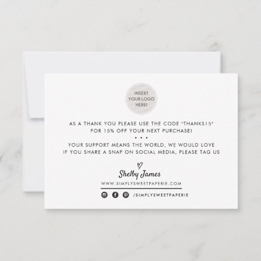 BUSINESS DANK U moderne order insert glitter Bedankkaart (Achterkant)