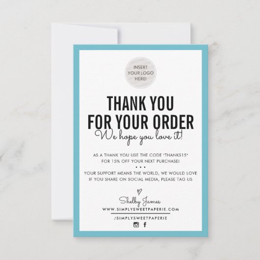 BUSINESS DANK U moderne order insert turquoise Bedankkaart (Voorkant)
