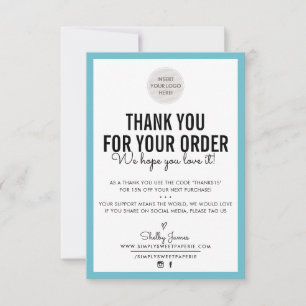 BUSINESS DANK U moderne order insert turquoise Bedankkaart