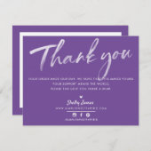BUSINESS DANK U moderne paarse witte inkt Bedankkaart (Voorkant / Achterkant)
