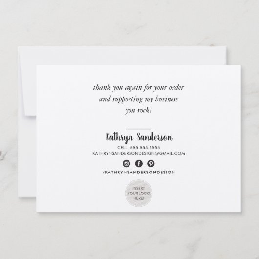 BUSINESS DANK U moderne script insert baby blauw Bedankkaart (Achterkant)