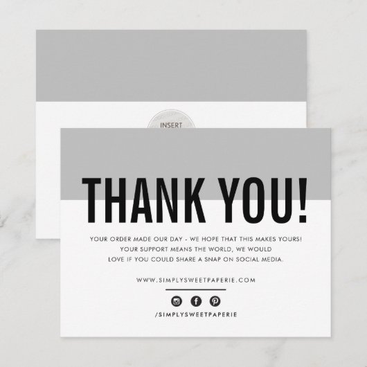 BUSINESS DANK U moderne vet bord grijs LOGO Bedankkaart (Voorkant / Achterkant)