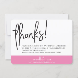 BUSINESS DANK U moderne vette handbeletterde roze Bedankkaart