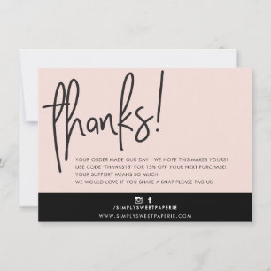 BUSINESS DANK U moderne vette handbeletterde roze Bedankkaart