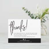 BUSINESS DANK U moderne vette handbeletterde zwart Bedankkaart (Staand voorkant)