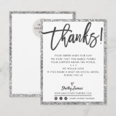 BUSINESS DANK U moderne zwart zilveren glitter Bedankkaart (Voorkant / Achterkant)