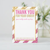 BUSINESS DANK U OPMERKING streep goud roze glitter Kaart (Staand voorkant)