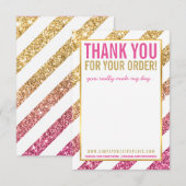 BUSINESS DANK U OPMERKING streep goud roze glitter Kaart (Voorkant / Achterkant)