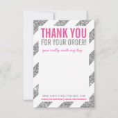 BUSINESS DANK U OPMERKING streep zilver glitter ro Bedankkaart (Voorkant)