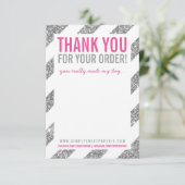 BUSINESS DANK U OPMERKING streep zilver glitter ro Bedankkaart (Staand voorkant)