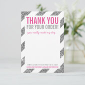 BUSINESS DANK U OPMERKING streep zilver glitter ro Kaart (Staand voorkant)