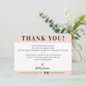 BUSINESS DANK U professionele moderne blush roze Bedankkaart (Staand voorkant)
