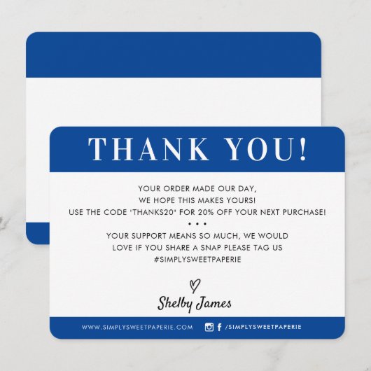 BUSINESS DANK U professionele moderne koninklijk b Bedankkaart (Voorkant / Achterkant)