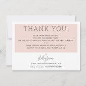 BUSINESS DANK U schattig eenvoudig modern blush zw Bedankkaart (Voorkant)