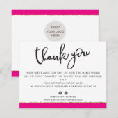 BUSINESS DANK U schattige elegante roze gouden gli Bedankkaart (Voorkant / Achterkant)