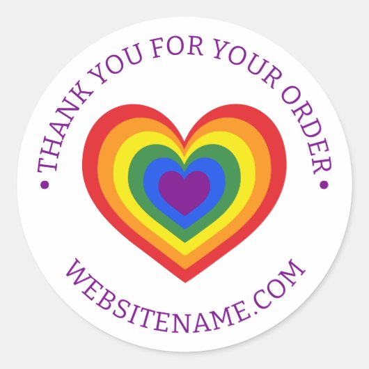 Business Dankuwel Rainbow Heart Website Ronde Sticker (Voorkant)