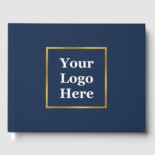 Business Dark Blue en Gold Elegant Uw Logo hier Gastenboek (Voorkant)