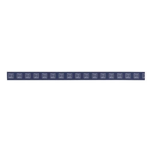Business Dark Midnight Blue, uw Logo hier Grosgrain Lint (Voorkant)