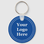 Business Deep Blue White Uw Logo Sjabloon Sleutelhanger (Voorkant)