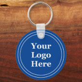 Business Deep Blue White Uw Logo Sjabloon Sleutelhanger (Voorkant)