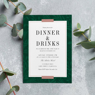 Business Dinner & Drinken - Emerald Invitation Kaart