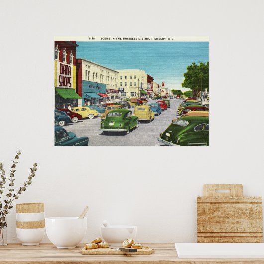 Business District, Shelby, North Carolina  Poster (Keuken)
